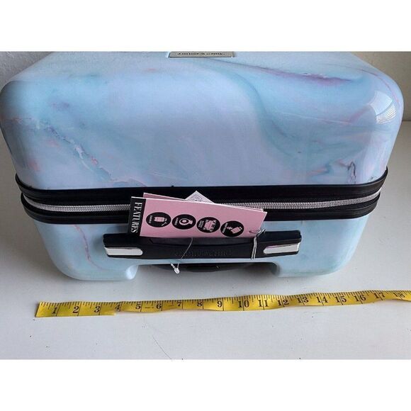 JUICY COUTURE 25” Hardcase Upright Wheeled Spinner Iridescent Marble Suitcase - Picture 7 of 11